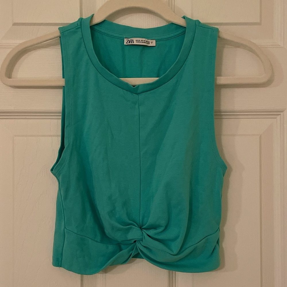 Zara teal sleeveless high neck top